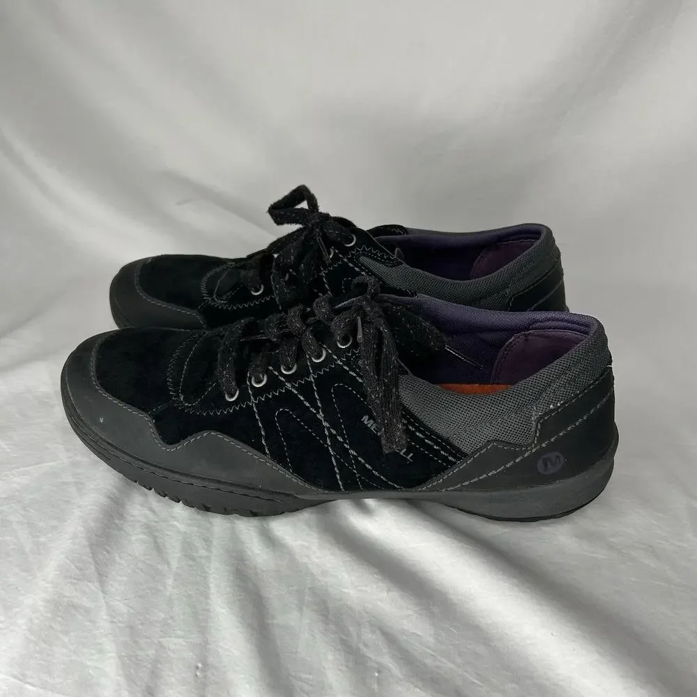 Merrell Albany Trail Hiking Shoe Womens 10 Black Suede Lace Low Sneakers J42286